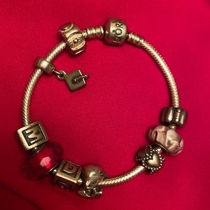 Pandora bracelet with charms